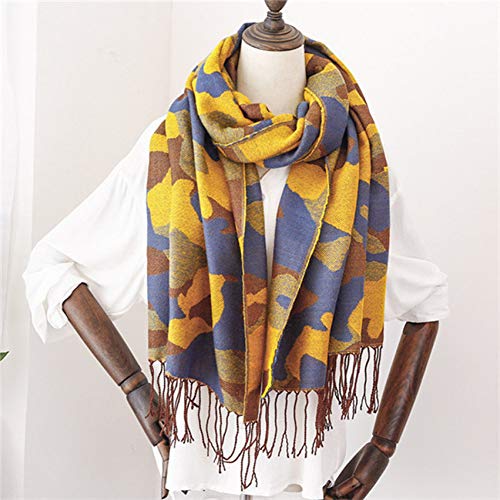 Poncho camouflage vert pour femme et grand châle chaud d'hiver