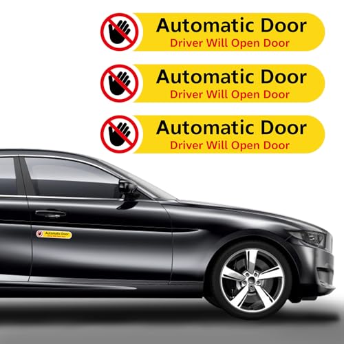 Automatischer Türaufkleber, 12,7 x 2,5 cm, Wasserdichte Vinyl-Aufkleber, Automatische Türwarnaufkleber, Fahrer öffnet Türschild, Auto-Aufkleber für Auto, Fahrzeug, Taxi, Fenster (3 Stück)