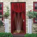 3D door sticker poster Intérieur Rideau Rouge Scène Imperméable à l’eau 3D Enfants Enfants Salle de bain Bébé garçons Filles Chambres Toilettes Decal Art 66x200cm