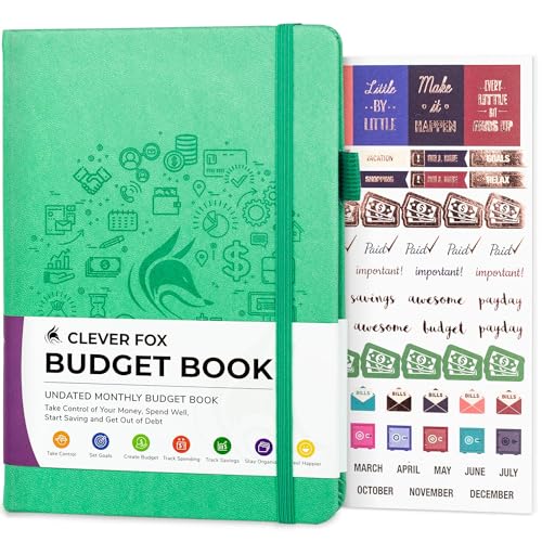 Clever Fox Budget Book – Financial Planner Organizer & Expense Tracker. Money Planner Account Notebook for Monthly Budgeting. Compact (Emerald)