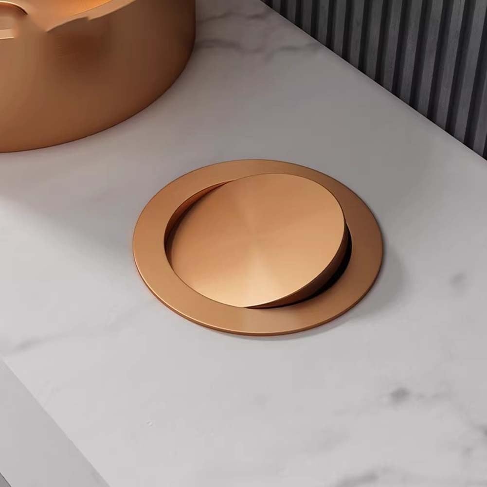 Tapa Para Cubo De Basura De Encimera Empotrable, Tapa Para Conducto De Residuos, Cubo De Basura De Cocina Redondo De Acero Inoxidable Con Tapa Abatible Para Restaurante, Cocina, Baño, Oro Rosa