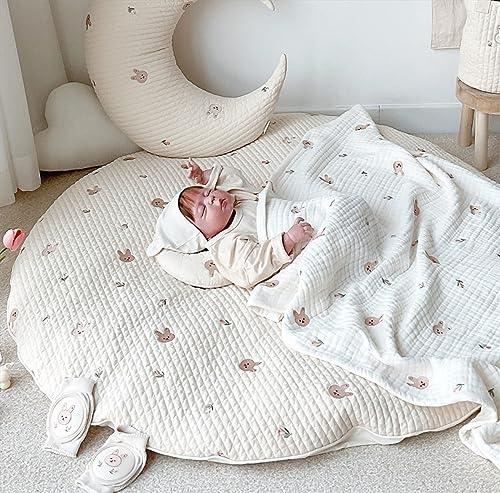 Image of Baby Toddler Playmat - Round, Detachable, Washable, Activity Mat for Boys & Girls (Rabbit)