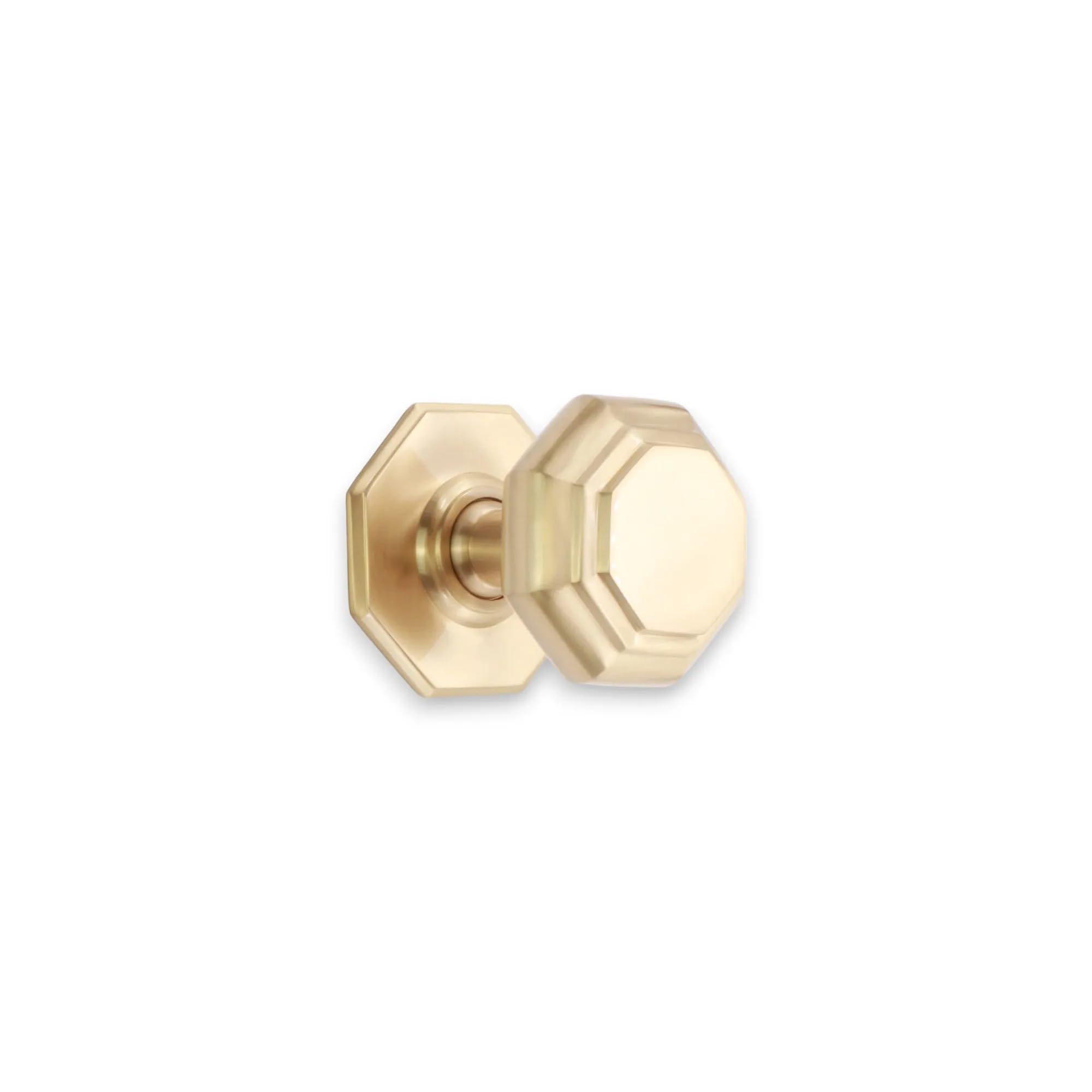 Infinity Decor Satin Brass Octagonal Solid Brass Large Centre Door Knob Pull Handles 80mm – Ideal for External and Internal Use