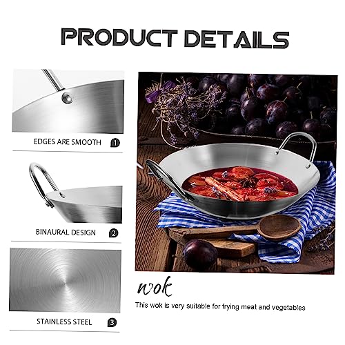 Wok de acero inoxidable con doble asa y borde liso miniatura 7