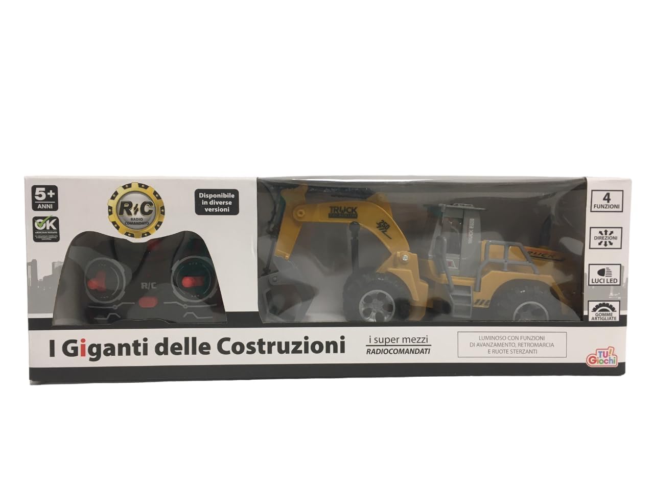 Ruspa Escavatore Giocattolo Radiocomandato RC con Luci LED Mezzi Cantiere Telecomandati Bambini Bulldozer Trattore Scavatrice Ruspa Radiocomandata Mezzi Lavoro Martello Pneumatico Porta Tronchi (B)