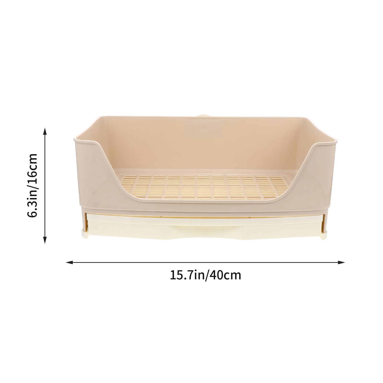 ibasenice Lettiera per Conigli e Cavie Grande in Plastica Beige, Leggera e Facile da Pulire, Vasino Estraibile per Conigli Adulti e Piccoli Roditori