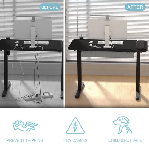 Image of Electric Standing Desk,48x24 Inch Adjustable Height Sit Stand Desk with Cable Management Tray,with Memory Presets Ergonomic Computer Desk for Home Office /Gaming /Workstation,Black
