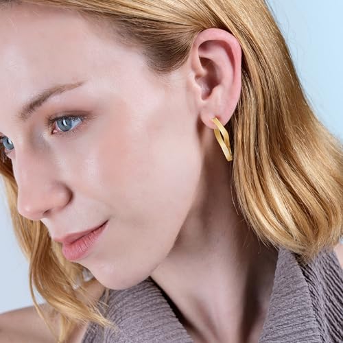 18K Gold Vermeil Spiral Earrings for Women, Twisted Hoop Earrings, Infinity Symbol Earrings, Geometric Earrings, Christmas Gift for Her4
