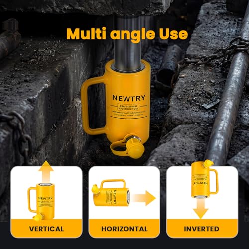 Image of NEWTRY 20 ton Hydraulic Cylinder Long Jack 4 inch Stroke Porta Power Ram Jack Lifting Cylinder Retract Automatically for Shipbuilding Bridge Construction