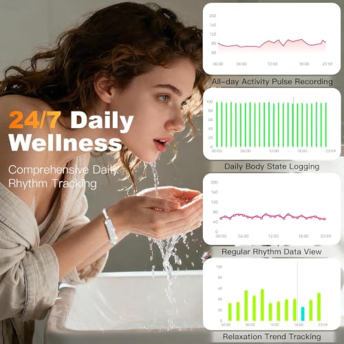 Image of Smart Bracelet for Women - Fitness Tracker with Heart Rate, Sleep & Step Tracking, 1ATM Water Resistant, Multi-Sport Modes, Fitness Tracking Wearable with Free App, 2 Bands(Silver)