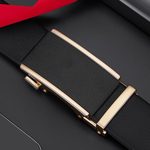 JSEIAJB Belt Men's Leather Automatic Buckle Business Belt Men's Belt(130cm)3