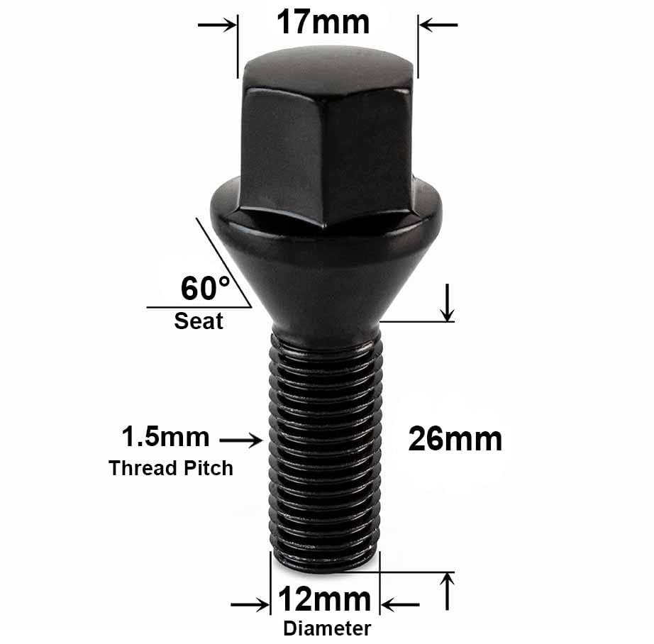 16 Alloy Wheel Bolts 12x1.5 Tapered Nuts – Fits Suzuki Swift Sport Mk3 2012-2016