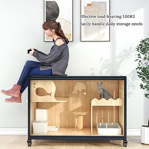 Innenkatze Gehege, Kätzchen-Playpen Cat Catio Cat Cat House Großes Holzkatze für Außen-Innen-Innen-, Multi-Feature-geschlossene Katzenkäfige mit Fluchttüren und -rollen können als Fernsehsch-6