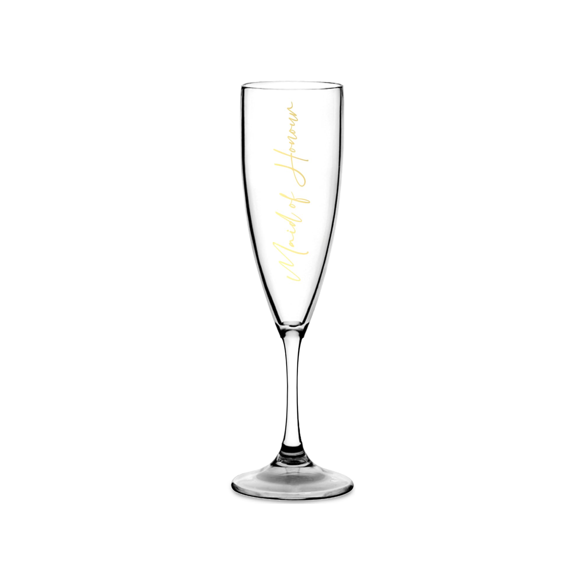 Print Maniacs Champagne Premium Clear Flute Glass Bride Groom Mr Mrs Wedding Maid Honour Wine Cocktail Prosecco Celebrations Gift (Gold, Maid of Honour)