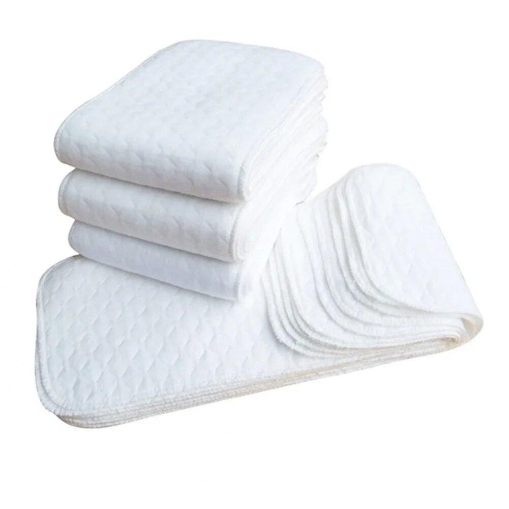 Fituenly White 20Pcs/Set Reusable Baby Diapers Cloth Diaper Panties 3 Layer Insert 100% Cotton Washable Baby Care Reusable Eco-Friendly Diaper