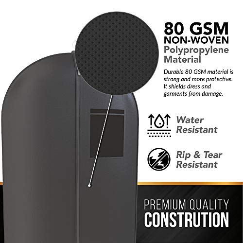 Black Suit Garment Travel Bags - ID Tag Window, Heavy Duty, Lightweight, 48\"