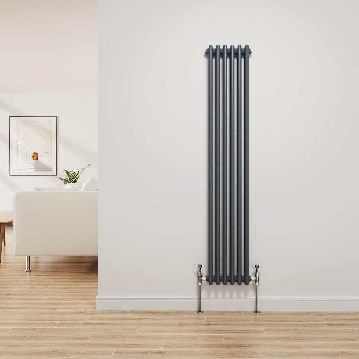 Nrg Anthracite Traditional Radiator Cast Iron 2 Column Vertical 1500X290mm