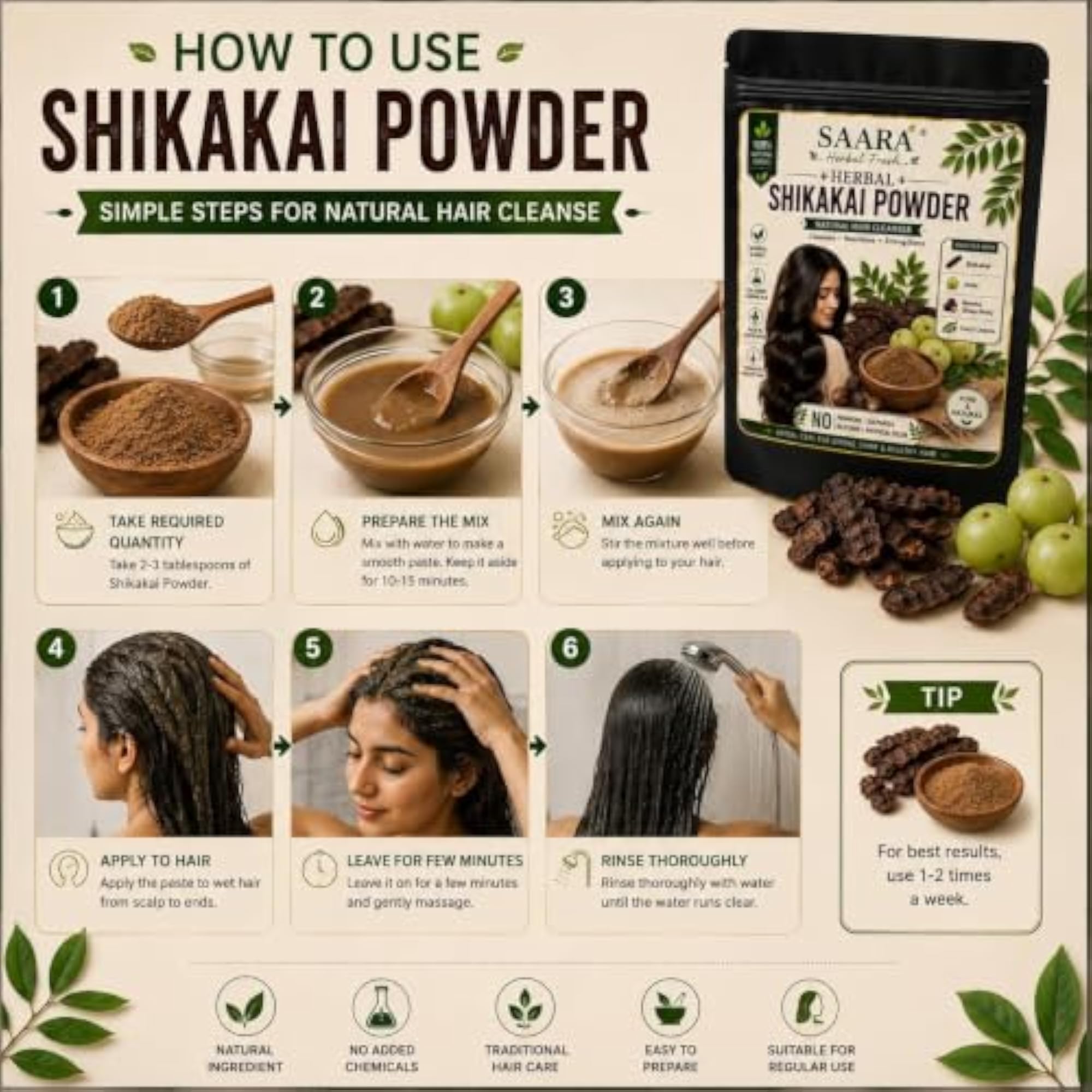 Shikakai Powder, Natural Hair Cleanser, 100g
