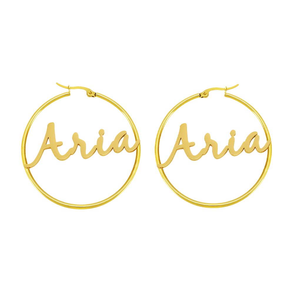 Personalized Gold Name Hoops Earrings for Women Unique Gifts for Her Birthday Mother's Day Thanksgiving Day Christmas 14K Gold Plated Name Jewelry Gifts for Teen Girls