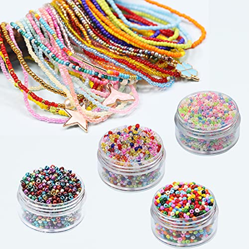 Kergaen Total 48000Pcs Size 2Mm Seed Beads For Jewelry Making,12/0 Tiny Seed Beads Craft Beading Kit Set,260Pcs Letter Alphabet Beads With Elastic String,Earring Hooks And Claw Clasps #TOP3