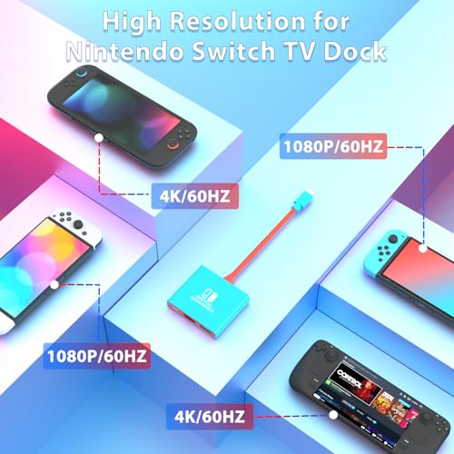 Image of pdobq Switch Dock Switch Docking Station for Nintendo, Portable Switch2 TV Adapter Support 4K /60HZ TV Mode Compatible Steam Deck /Switch OLED, Travel Dock with HDMI2.0 USB3.0 Port