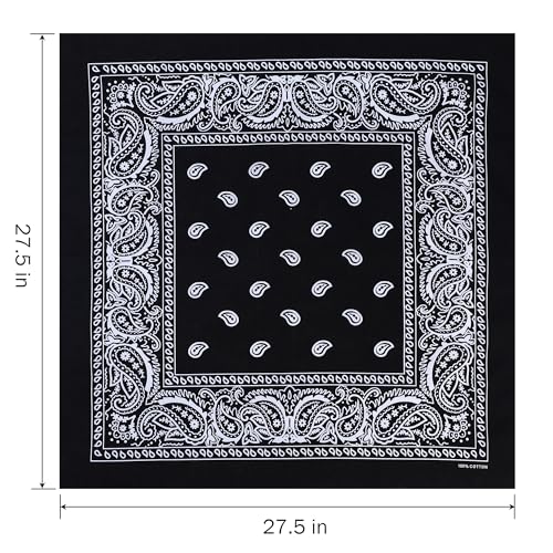 Image of Mochabao 100% Cotton 27 inch x 27 inch Large Bandanas for Men & Women, Multi-Purpose Bandana Headbands, Square Head Scarf