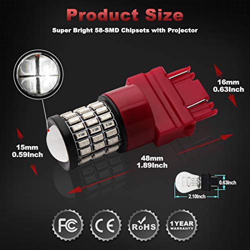 image for Yorkim 3157 Led Bulb Red Ultra Bright, 3157 Led Brake Lights, 3157 Led
