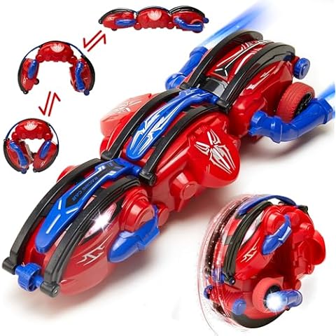 Punieayi 2.4Ghz Spider RC Cars with LED Lights, 360° Rolling Remote Control Car Rotating RC Stunt Car for Kids 6 7 8 9+ Year Old, Rechargeable Snake Car Indoor Outdoor Spider Toys for Boys 6 7 8-13 Cover