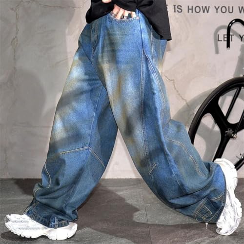 Men’S Premium Loose Baggy Cargo Skate Pants Button Fly Midweight Washed Distressed Streetwear Full Length Jeans4