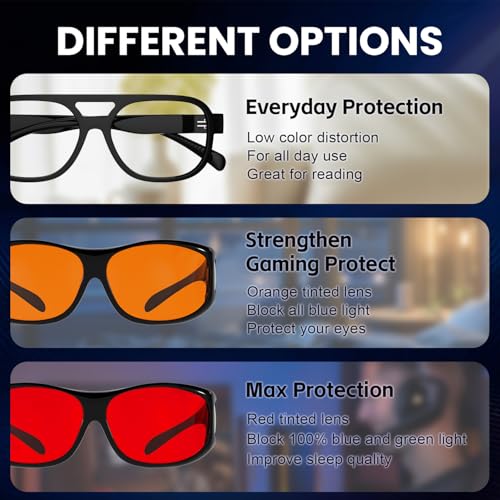 Image of Eyekepper Red Lens Blue Light Glasses Men,Fitover Blue Light Blocking Glasses Women, Red Light Glasses Eye Protection - Tortoise