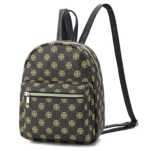 Casual Daypacks Water Resistant Casual Daypack Backpack with Copper Coin Pattern Mini Backpack for Women(Brown)