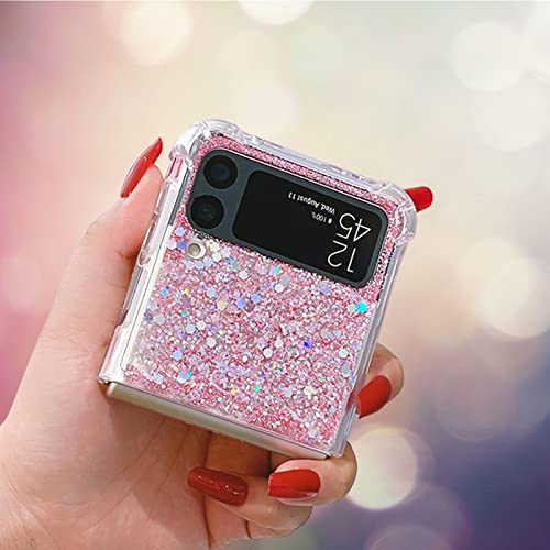 Galaxy Z Flip 4 Case Cute, Glitter Crystal Bling Flip 4 Case Women Girls Shockproof Protective Sparkle Cases Cover For Samsung Galaxy Z Flip4 (Pink) #TOP1