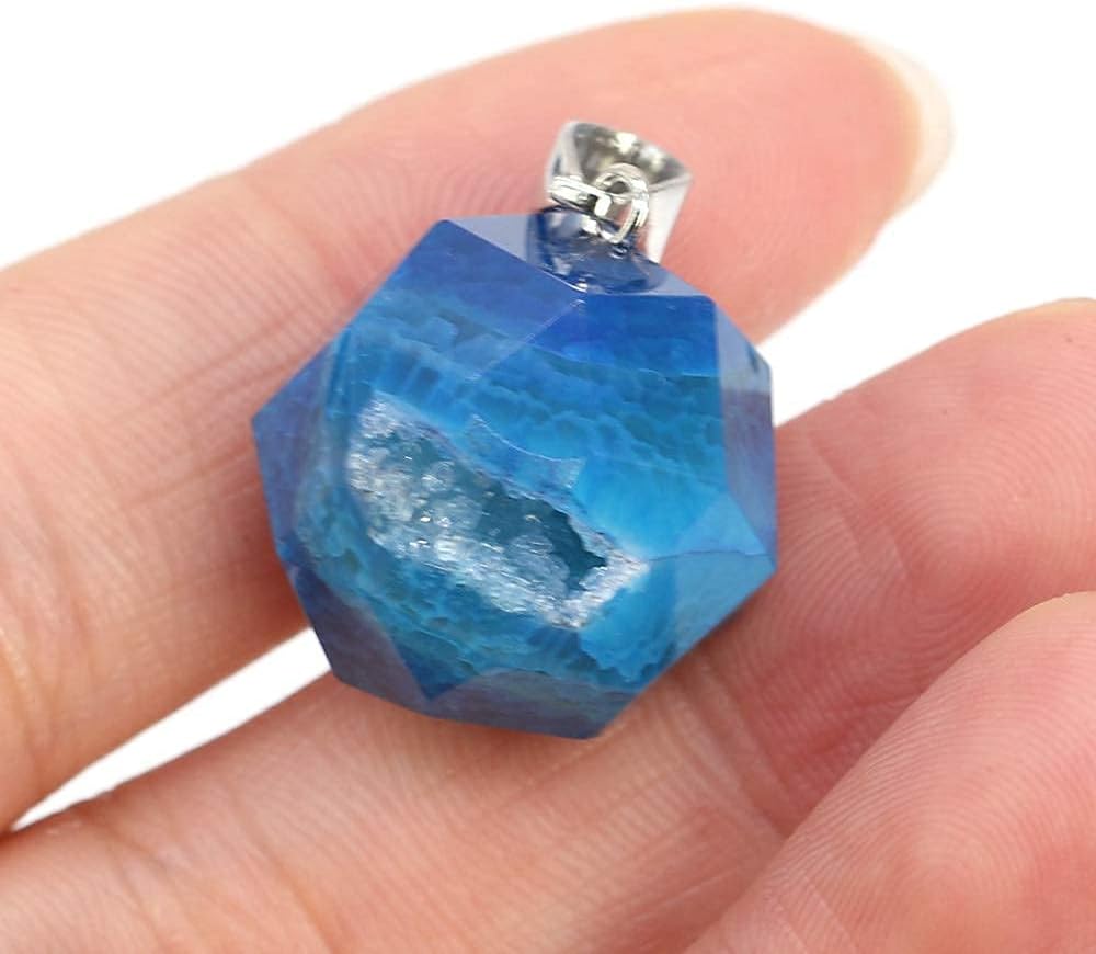 QSLLER Natural Stone Pendant,Faceted Natural Dragon Bone Agate Necklace Pendant Charm for DIY Jewelry Making Necklace Bracelet(4pcs Random Colors) - Image 6