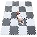 YIMINYUER Tappeto Puzzle da Gioco per Bambini e Neonati – Circuito Stradale per Macchinine – Bordi Protettivi a incastro in Gommapiuma EVA 30x30x1 cm Bianco Grigio R01R12G301020