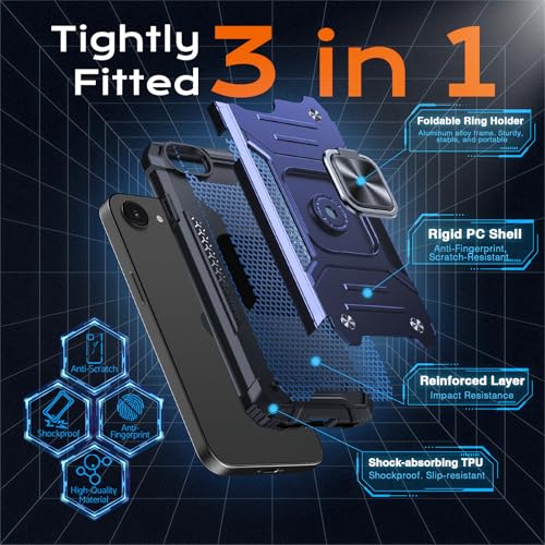 Image of Anqrp Heavy Duty Case for iPhone 17e /16e Case with Enhanced Ring Holder Grip Stand, Military Grade Shockproof Rugged Drop Protective Silicone Hard Slim iPhone 17e /16e Phone Case Cover,Vivid Blue
