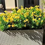 12 Bundles Artificial Flowers for Outdoors, UV Resistant Fake Flowers with Plastic Plants, Faux Flowers for Outside Window Box Front Porch Hanging Planter Decor (Yellow) - Image 5