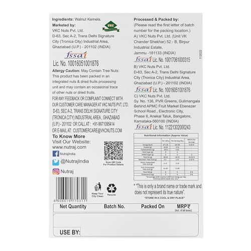 Image of Nutraj Special Walnut Kernels 500g (250g x 2) Without Shell | Akhrot giri | Dry Fruits | Nuts | Grocery Items