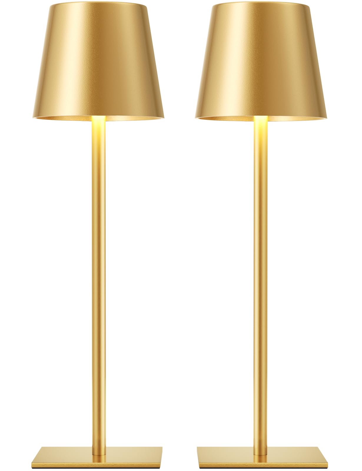 Photo 1 of ****INCOMPLETE SET/ MISSING STAND POLES & BASES**** Gold Cordless Rechargeable Table Lamp, 2 Pack Portable Desk Lamp with 5000mAh Battery, Touch Control Stepless Dimming, Wireless Night Light for Dining, Outdoor Camping, Coffee Shop, Water Repellent