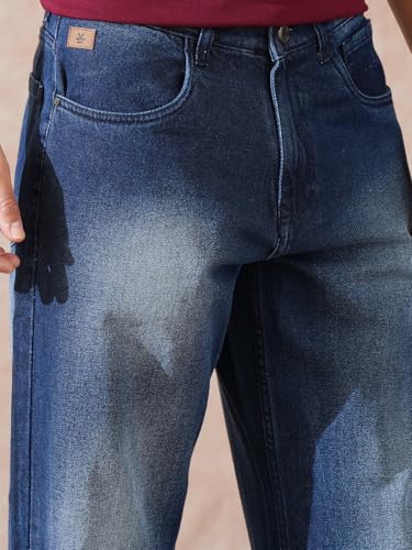 Image of WROGN Men's 100% Cotton Jeans | Solid | Loose Fit