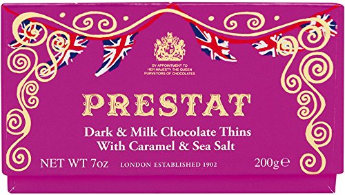 PrestatSalted Dark Chocolate Thins & Milk Chocolate with Salted Caramel Thins in Gift Box, 200 Grams / 7 Ounces