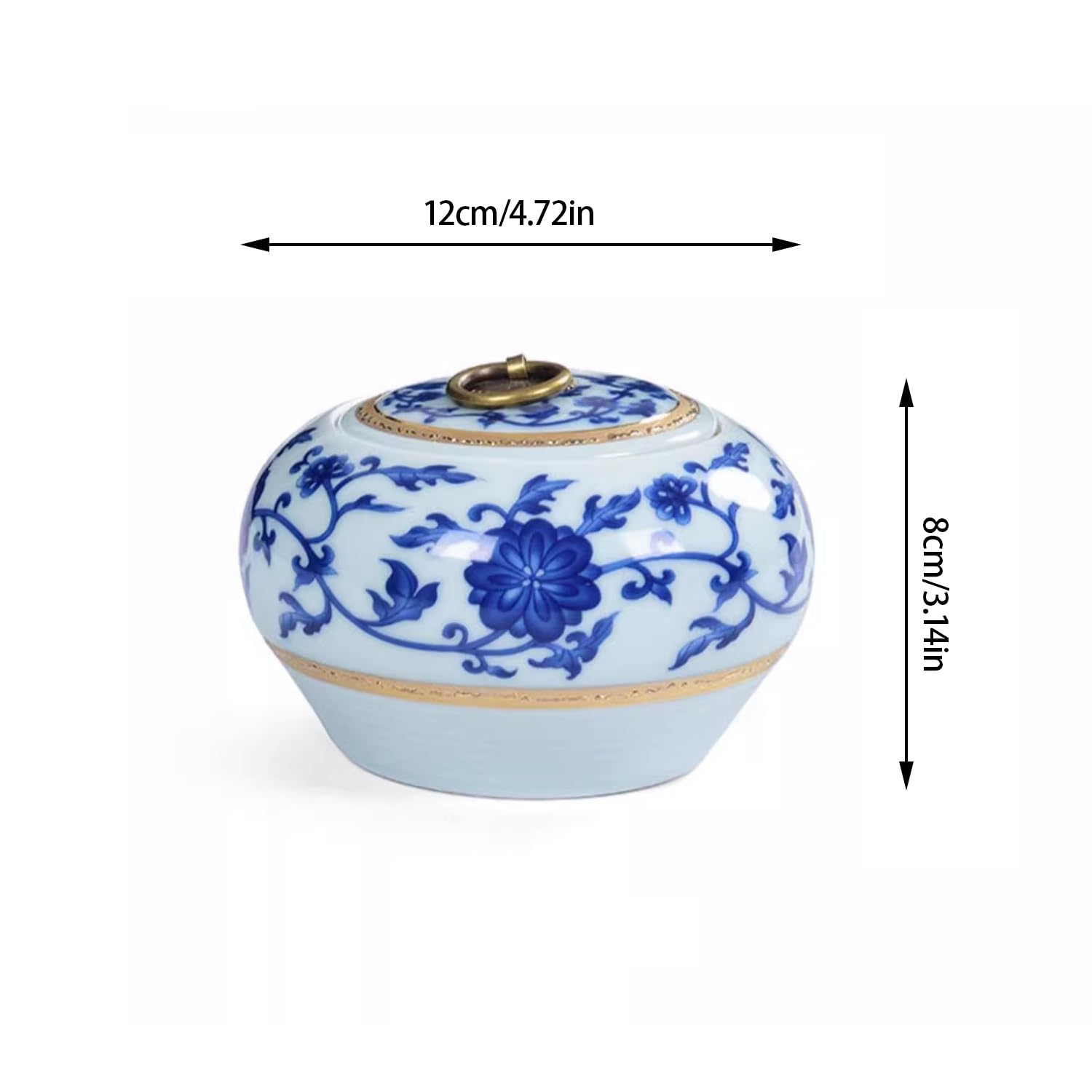 EERINESS Organizer do torebki herbaty pojemnik do przechowywania herbaty ręcznie robiony niebiesko-białe ceramiczne puszki na herbatę, domowe zamknięte puszki na herbatę, nadaje się do przechowywania