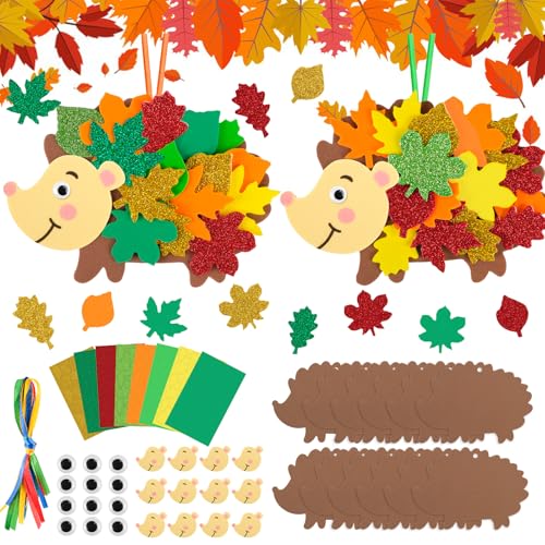Muyohix 12 Pcs Kit d'Artisanat Hérisson Enfant, Activite Manuelle Enfant, Loisirs Créatifs d'Automne et d'Hiver pour Enfants, 3 4 5 6 7 8 9 Ans DIY Kit Halloween Decoration Noel