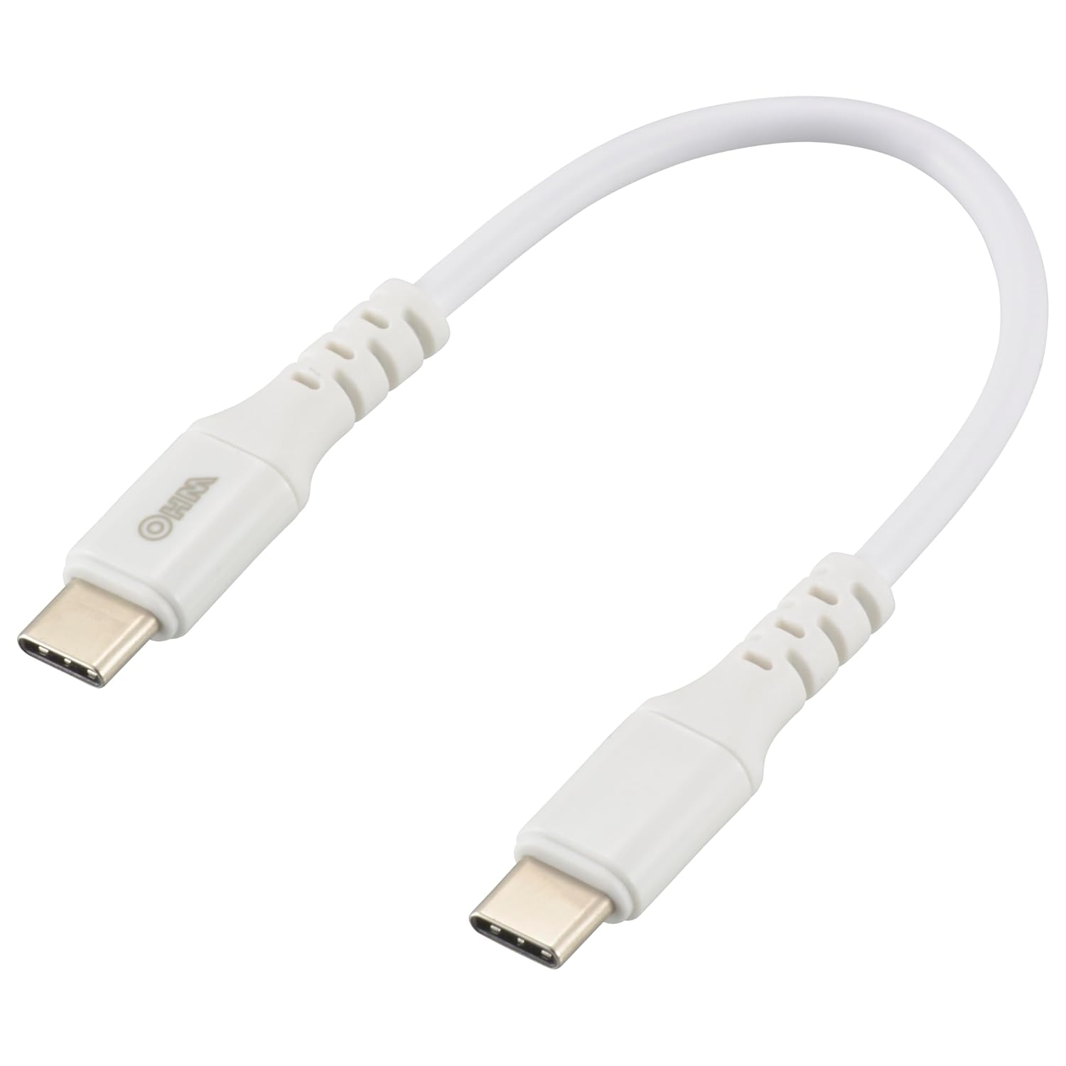 OHM AudioComm Type C Cable, PD Compatible, 100W, Ultra Fast Charging, USB-C to USB-C 0.15 m, White, iPhone15Pro, iPhone15Pro, Max, Hard to Disconnect, SMT-L015PD-W 01-7193