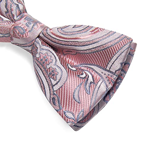 Image of DiBanGu Pre-Tied Bow Ties for Men Silk Adjustable Tuxedo Bowties Pocket Square Cufflinks Set with Lapel Pin Jacquard Woven