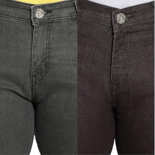 Image of DAIS Men's Stretchable Slim Fit Mid Rise Jeans, Pack of 2, (Combo of 2 Jeans)