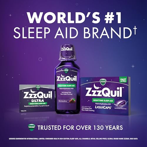 Image of ZzzQuil, Nighttime Sleep Aid LiquiCaps, 25 mg Diphenhydramine HCl, No.1 Sleep-Aid Brand, Non-Habit Forming, Fall Asleep Fast, 48 Count