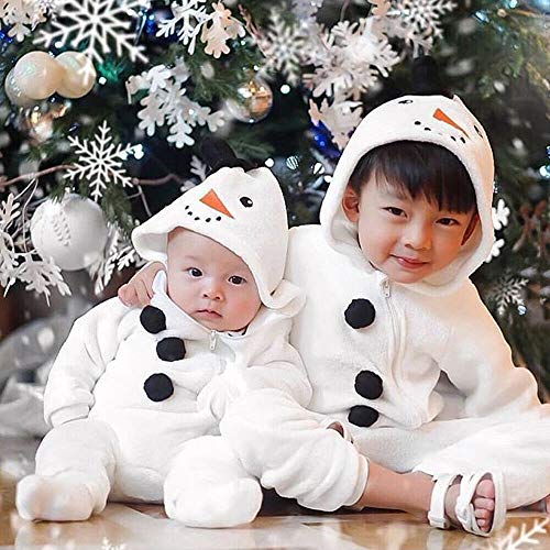 Baby Boy Girl Hooded Jumpsuit Toddler Infant Newborn Winter Fleece Long Sleeve Snowman Romper with Zipper2