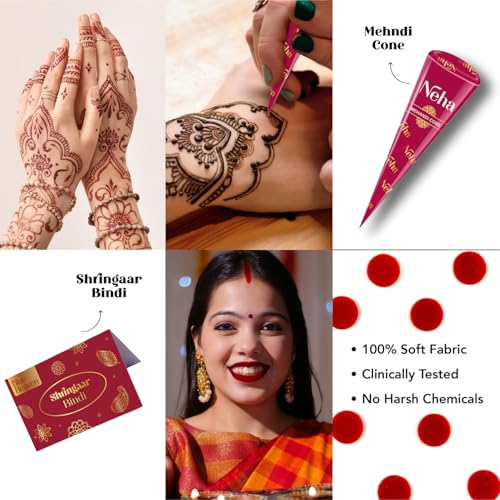 Image of Blue Heaven Shringaar Makeup Kit, Pack of 6 (Lipstick, Nail Paint, Kajal, Sindoor, Bindi & Mehendi) | 12ml+ 25.3gm