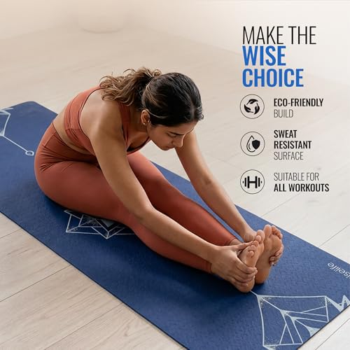 Image of Wiselife tpe Printed 6MM Yoga Mat + Yoga Strap For Men, Women, Kids|Anti-Slip Extra thick, long & Wide Exercise Sports Mat For Workout, Fitness, Yoga, Gym, Home & Pilates (Matilda)