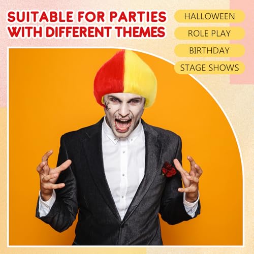 Image of Geyoga 1 Pcs Funny Wig Crazy Hair for Halloween Party,Red Yellow | Funny Colorful Wig Adults Use, Unisex Funky Hairband, Halloween Mardi Gras Cosplay Costume Party Accessories